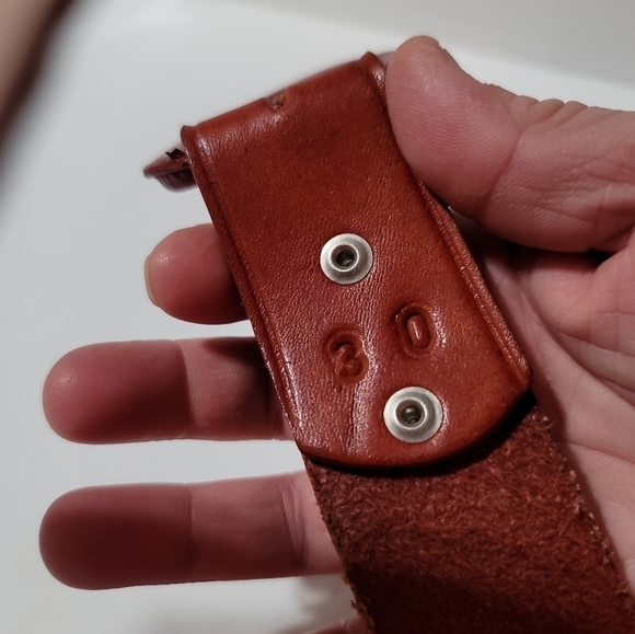 Vintage Leather Whipstitched Belt 30 Red Covered Buckle Western Boho - Picture 4 of 6